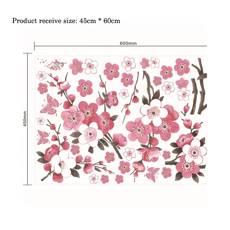 Autocollants muraux en forme de branche d'arbre à fleurs de cerisier