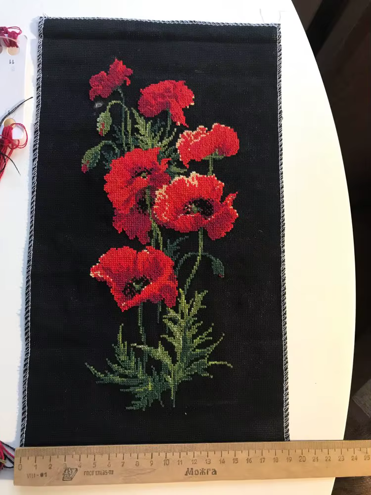 Coquelicot rouge fleurs point de croix paquet plante ensembles aida 18ct 14ct 11ct tissu noir personnes kit broderie couture à la main travaux manuels