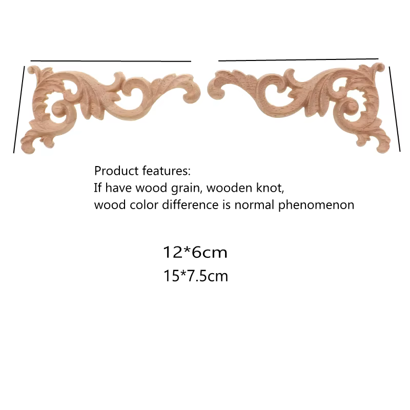 RUNBAZEF – fleur d'angle sculptée en bois véritable