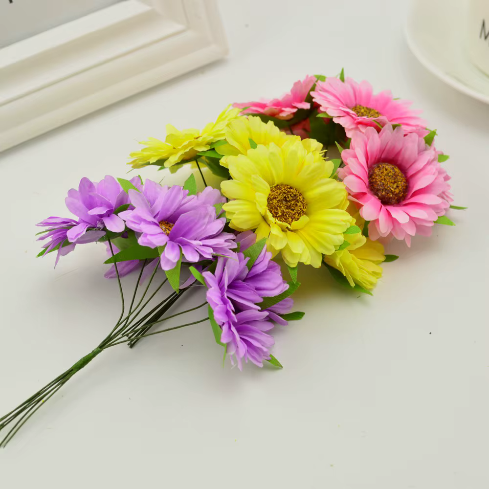 Fleurs artificielles faites à la main Gerbera mode maison chambre jardin mariée bricolage cadeau couronne matériel mariage Banquet décoration noël