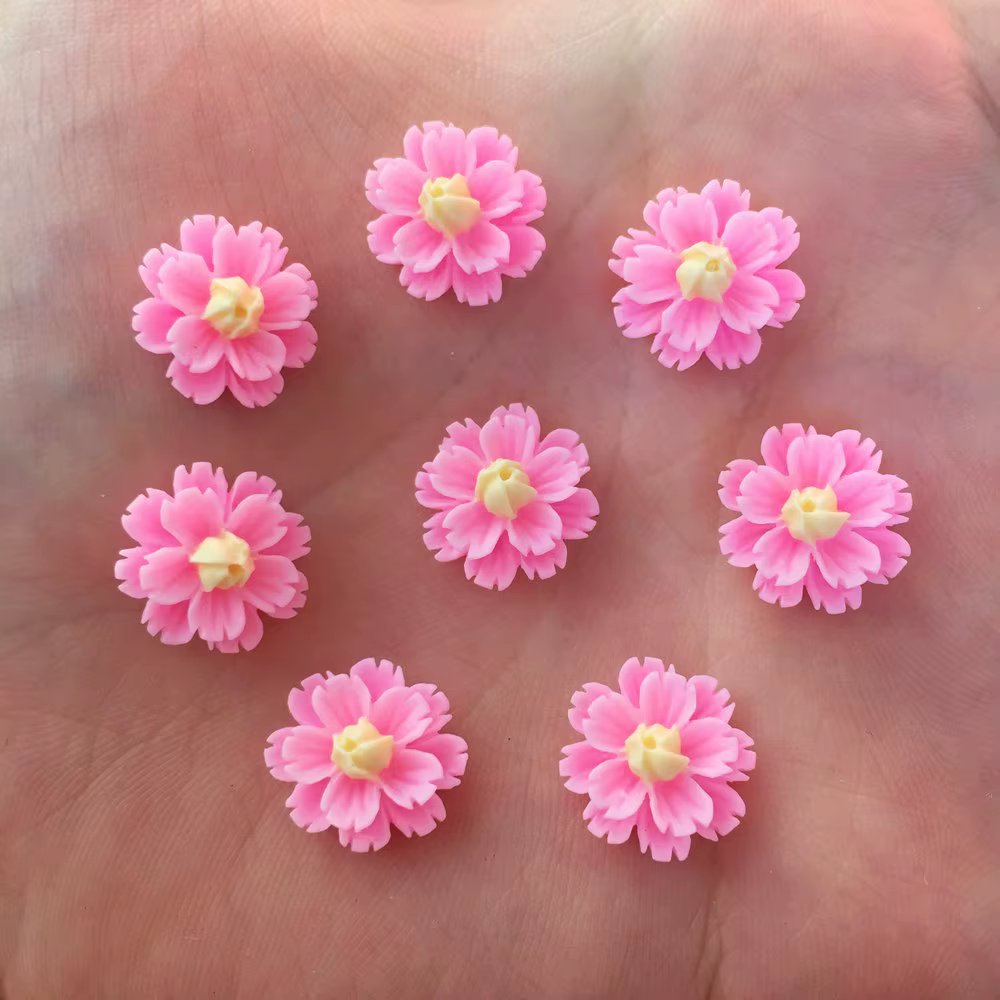 Nouveau 80 pièces résine 13mm 3D fleur Flatback pierre embellissement bricolage Scrapbook artisanat R92 * 2