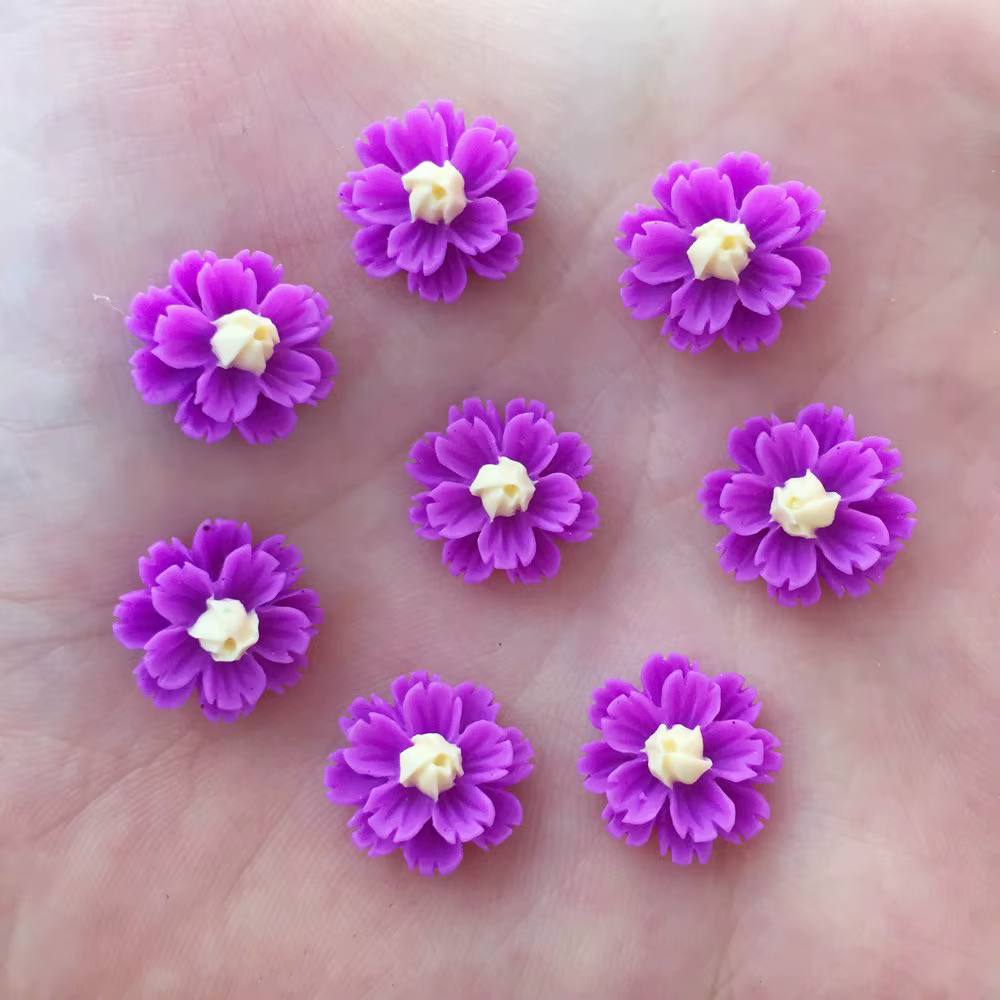 Nouveau 80 pièces résine 13mm 3D fleur Flatback pierre embellissement bricolage Scrapbook artisanat R92 * 2