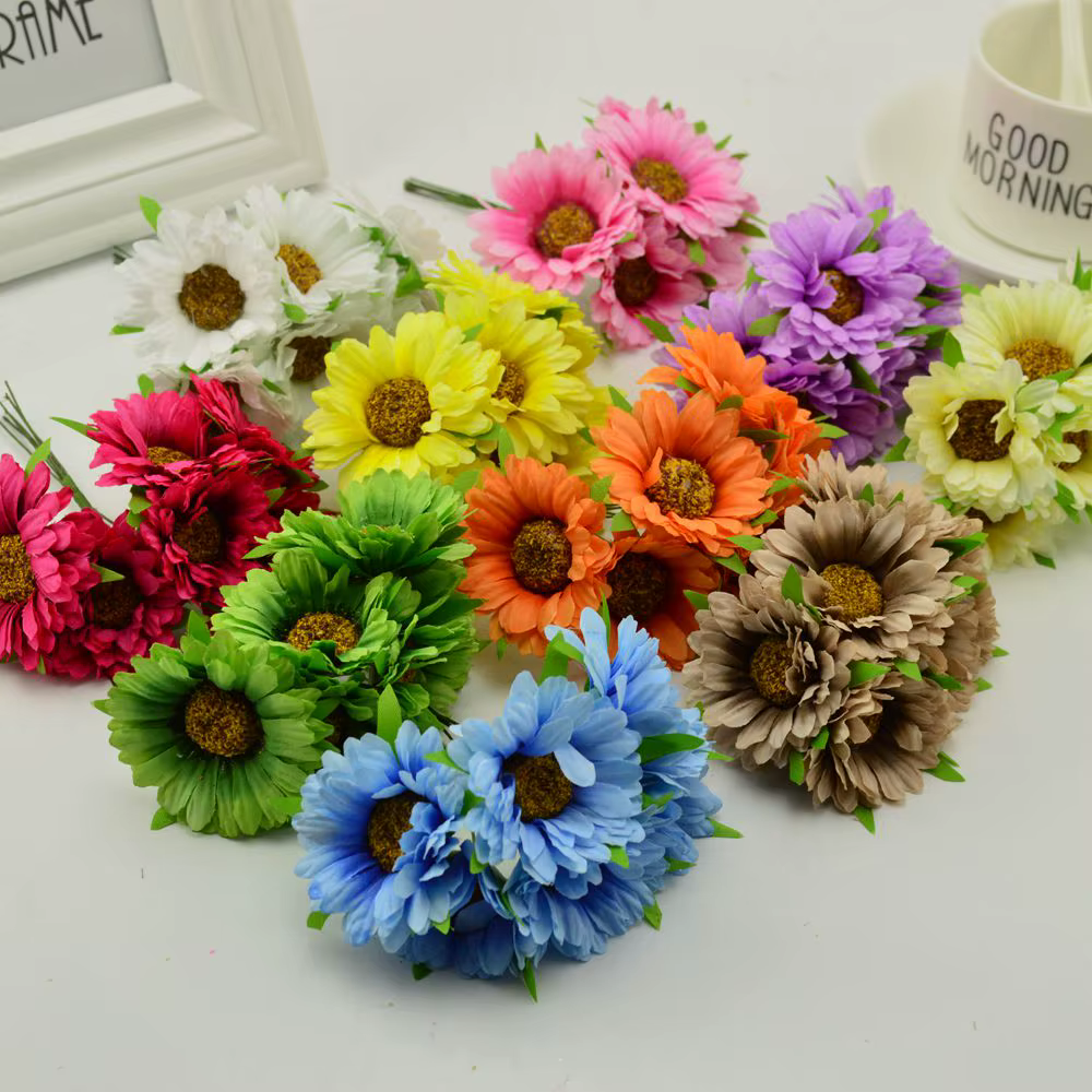 Fleurs artificielles faites à la main Gerbera mode maison chambre jardin mariée bricolage cadeau couronne matériel mariage Banquet décoration noël
