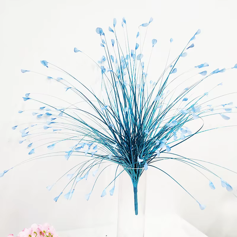 Fleur de roseau doré argent blanc paon herbe artificielle fausse plante mariage route plomb décor