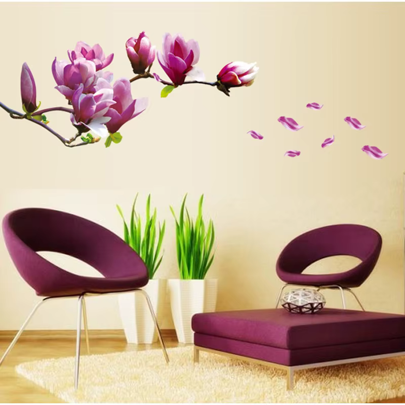 Autocollant mural romantique fleur de Magnolia