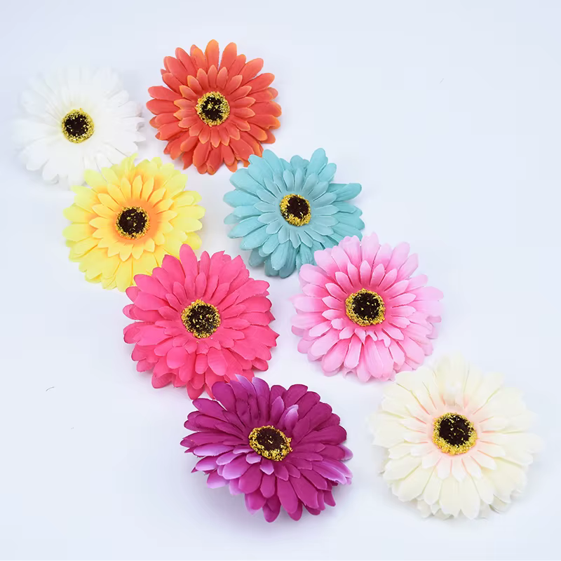 10Cm fleurs artificielles bon marché décorations de noël pour la maison mariage bricolage cadeaux guirlande fausses plantes marguerite plastique soie Gerbera