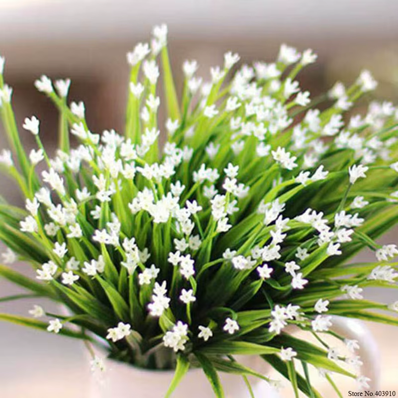 Fleurs Artificielles Vertes en Plastique à 7 Fourches