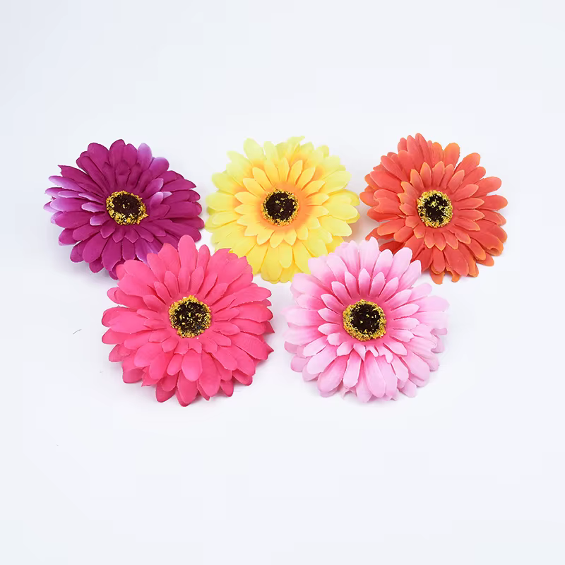 10Cm fleurs artificielles bon marché décorations de noël pour la maison mariage bricolage cadeaux guirlande fausses plantes marguerite plastique soie Gerbera