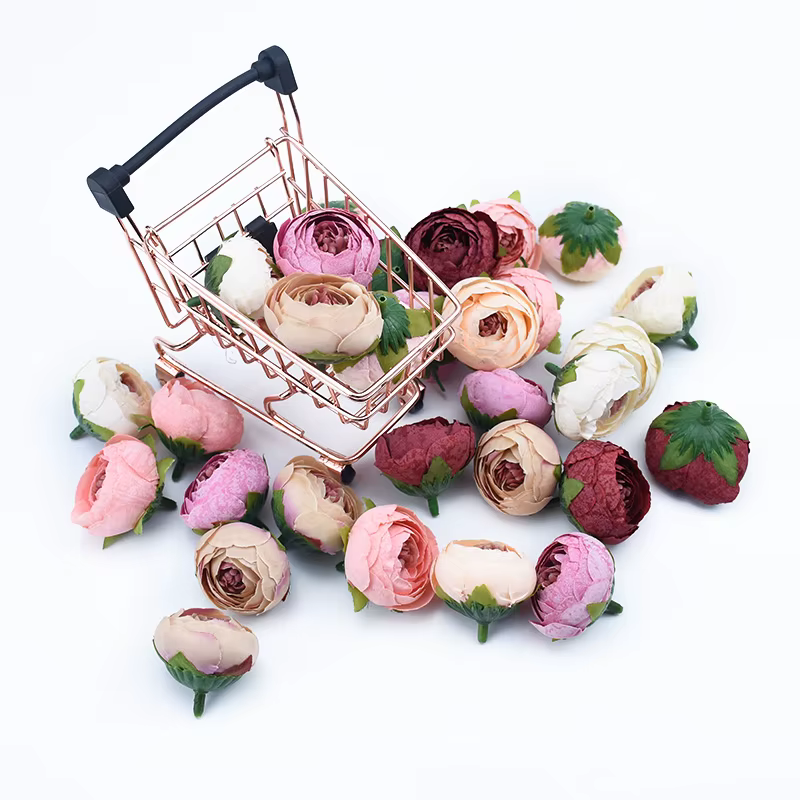 6 pièces roses en soie bourgeons de thé fleur de mariage mur Festival décoration pour la maison accessoires de mariée liquidation bricolage cadeaux fleurs artificielles