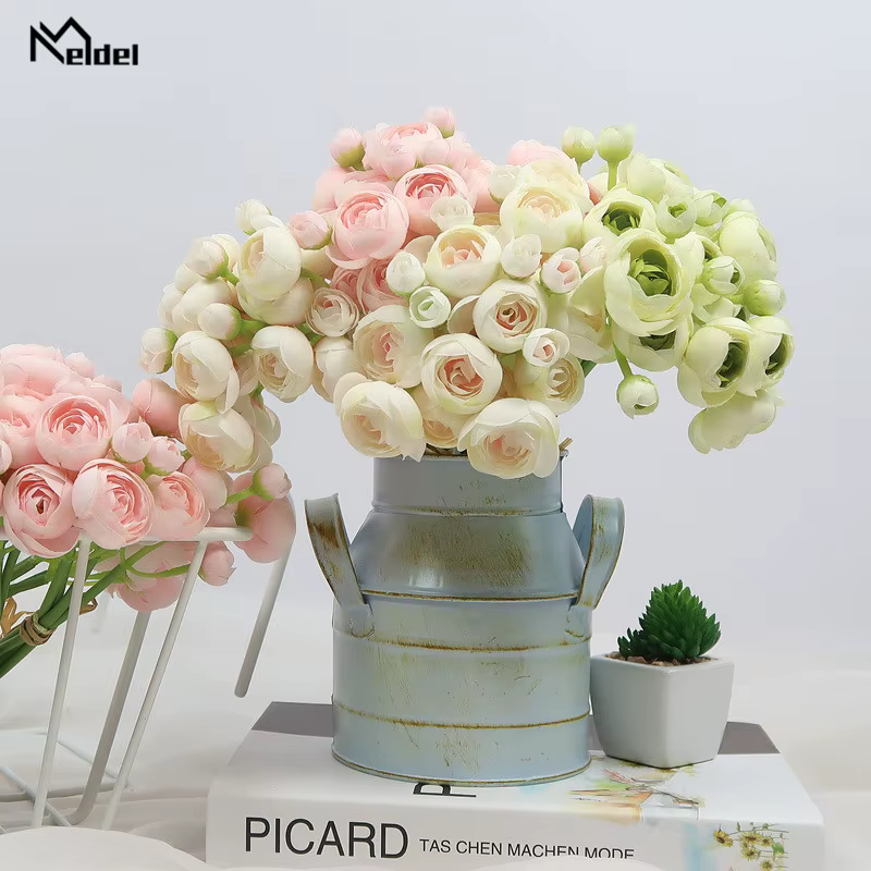 Meldel – Roses artificielles Roses blanches en soie