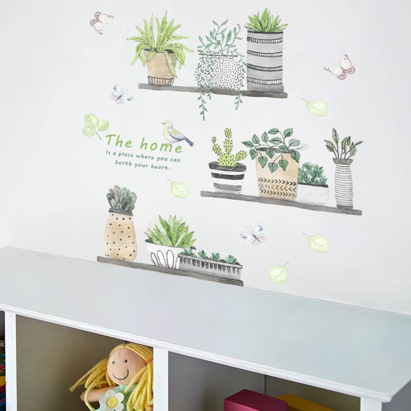 Autocollant Mural de Style peinture de plantes en pot