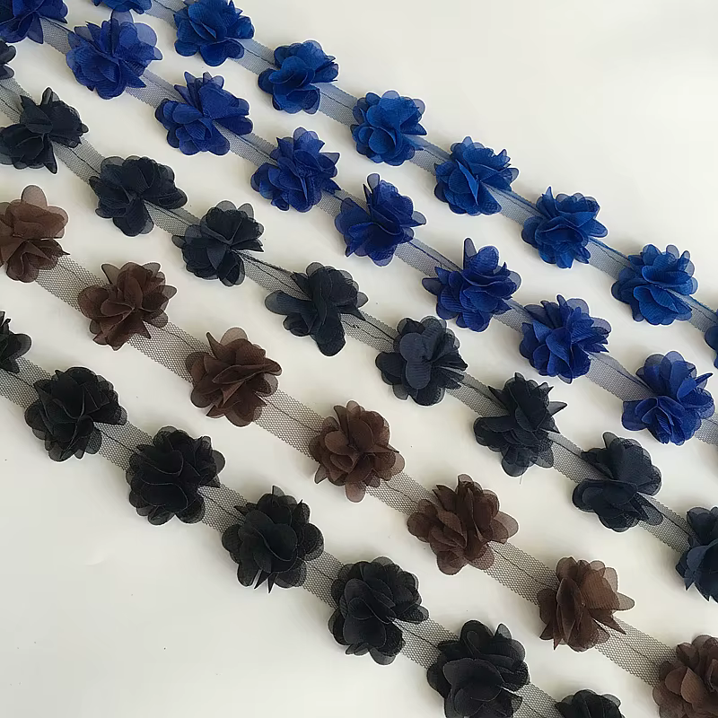 24 fleurs (environ 2 yards) 33 couleurs 6cm de largeur