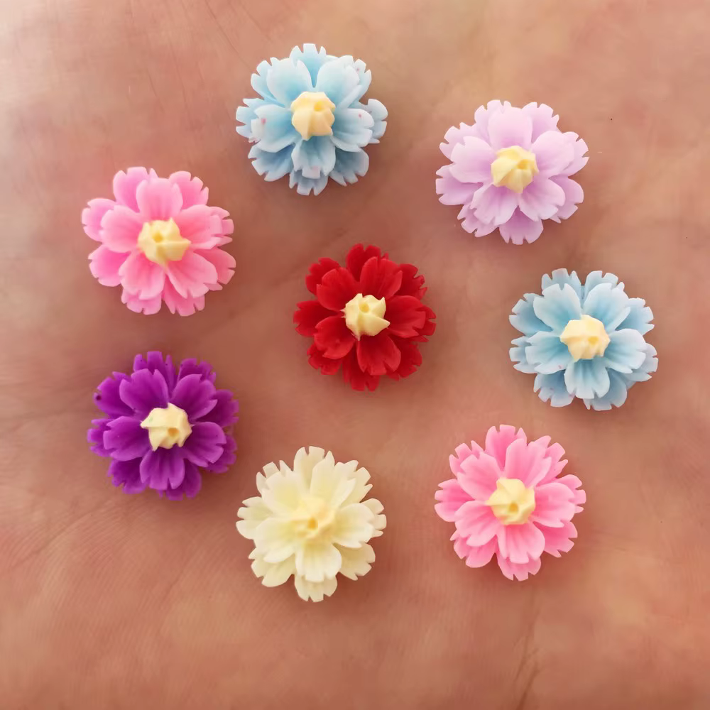 Nouveau 80 pièces résine 13mm 3D fleur Flatback pierre embellissement bricolage Scrapbook artisanat R92 * 2