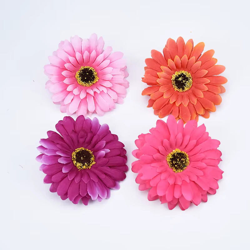 10Cm fleurs artificielles bon marché décorations de noël pour la maison mariage bricolage cadeaux guirlande fausses plantes marguerite plastique soie Gerbera