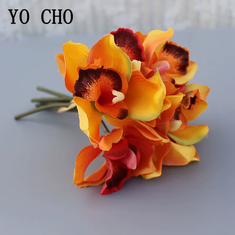 Bouquet d'orchidées artificielles en soie Vintage