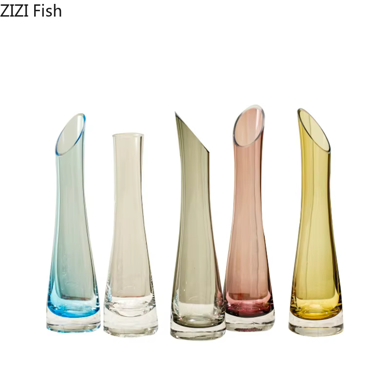 Vases hydroponiques obliques créatifs en verre transparent