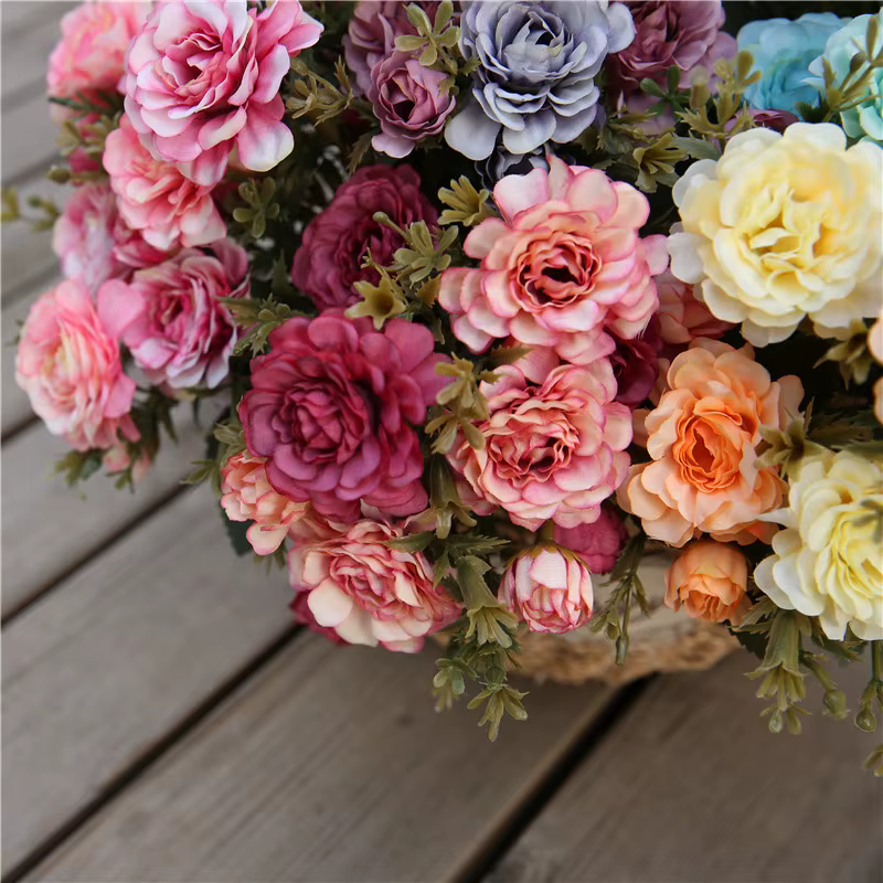 1 Bouquet de roses thé pivoines artificielles