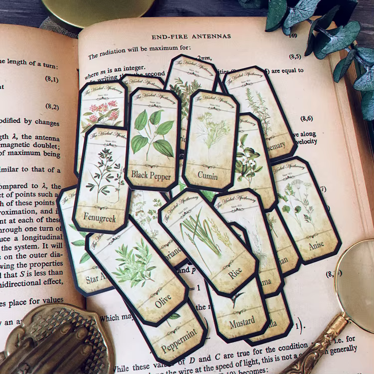 Étiquette autocollante plante verte carrée rétro
