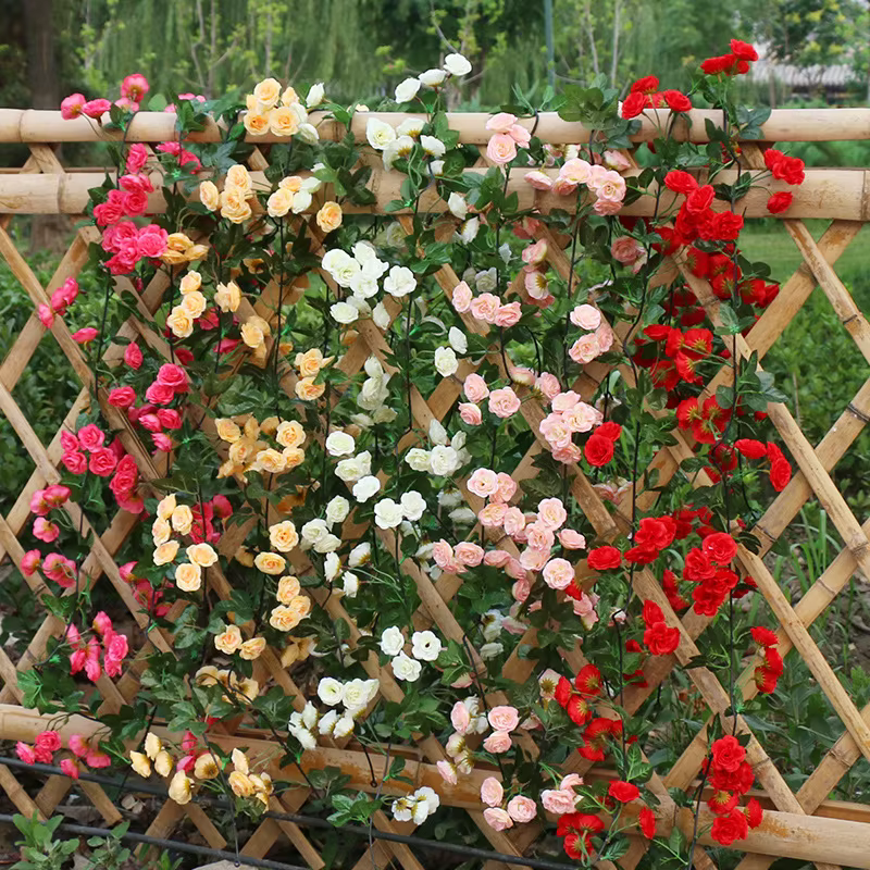 Zerolife guirlande de roses artificielles 1.8M 69 têtes fausses fleurs décor maison jardin mer jaune Parti décorations