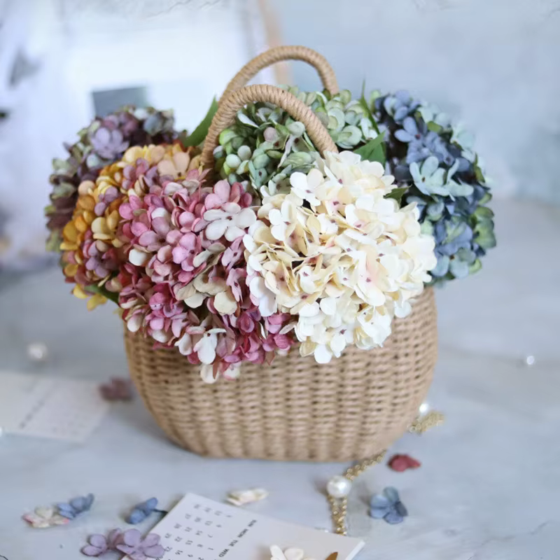 Vase d'hortensia en soie à fleurs artificielles