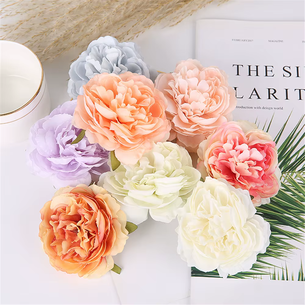 Pivoines en Fleurs Artificielles pour Décoration de Gâteau d'Anniversaire