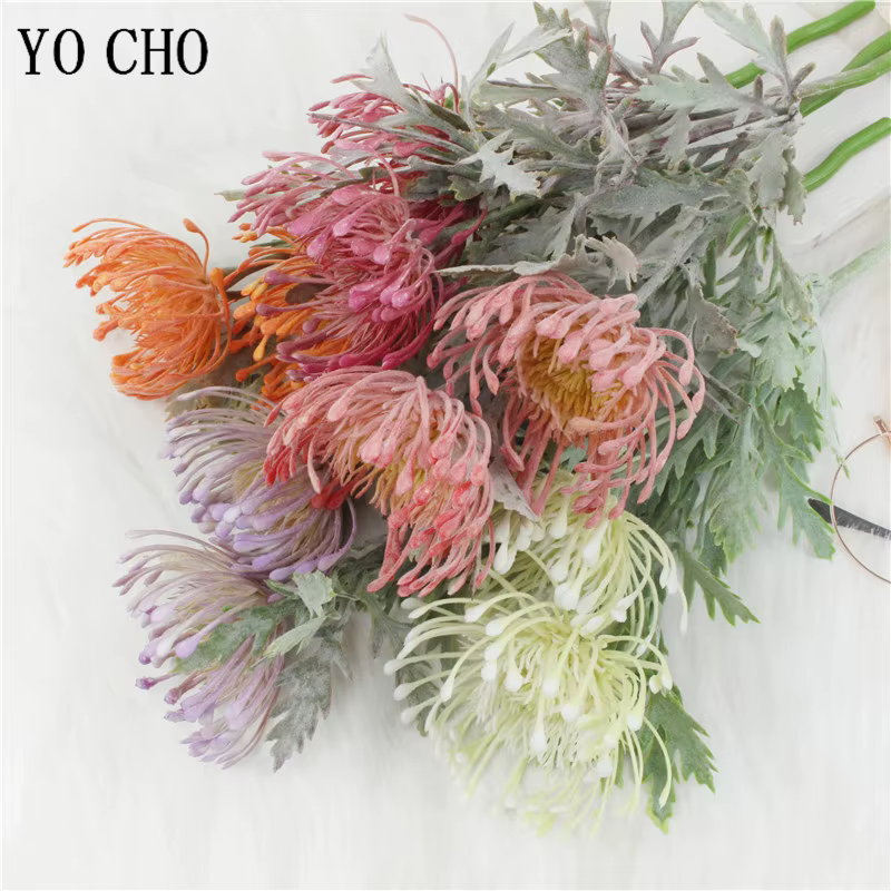 2 fourchettes marguerite fleurs artificielles branche courte griffe de crabe Pincushion vraie touche fleur guirlande de mariage Vase décoration fausse plante