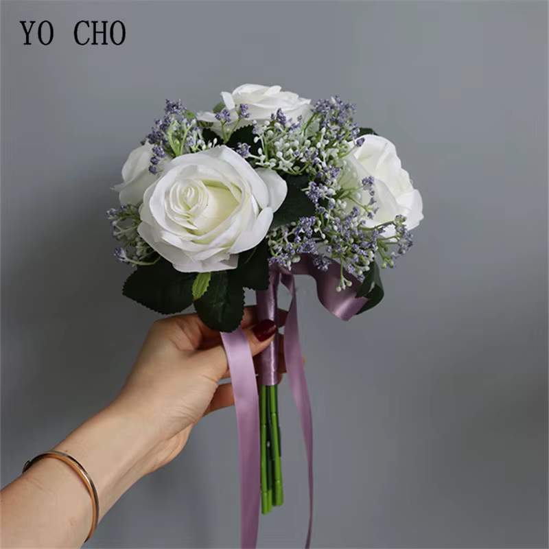 YO CHO Bouquet de fleurs artificielles mariée fleur de mariage soie Rose souffle de bébé