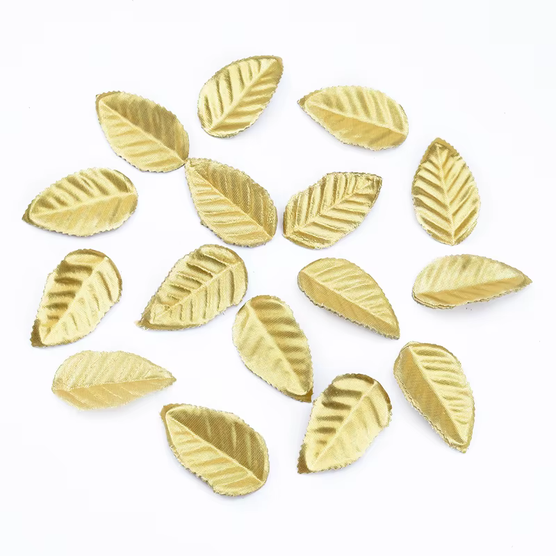 100 pièces feuilles dorées artisanat de noël décoration feuille de soie maison mariage fleurs décoratives couronnes plantes artificielles en gros
