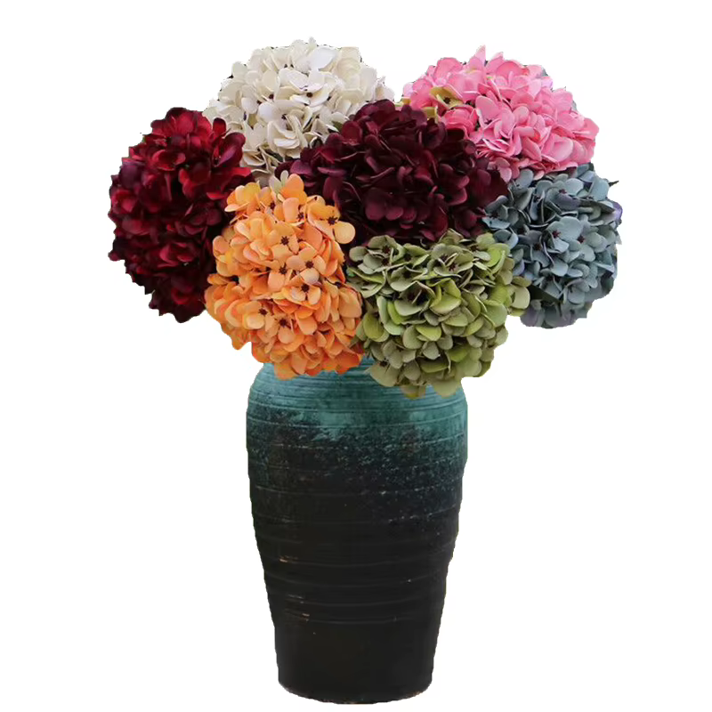 Fleurs artificielles Vintage soie hortensia Brial Bouquet saint valentin couronne de mariage Decora fausses plantes Vase noël maison jardin