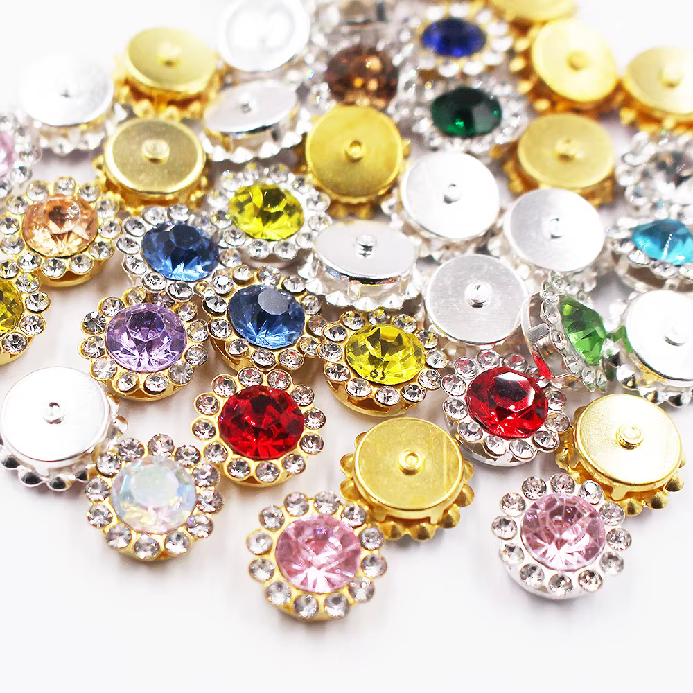 30 pièces-100 pièces or fleur griffe strass paillettes cristaux garniture pierres perles vêtement artisanat coudre