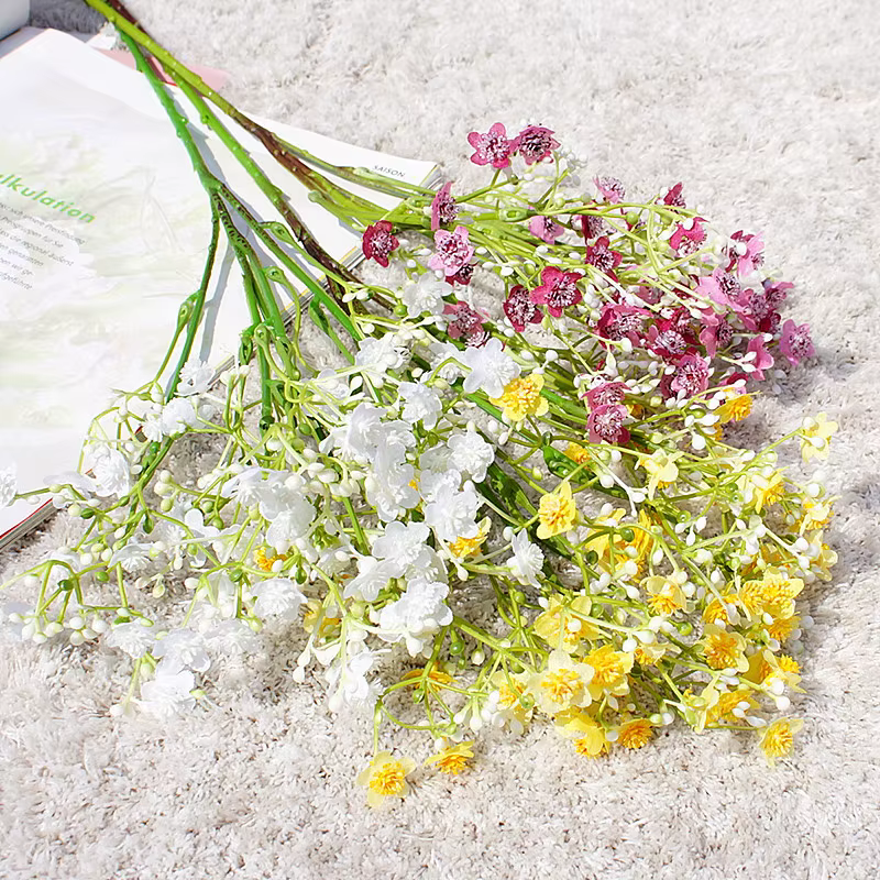 Fleur artificielle couleur branche unique Milan Gypsophila Femtive faux saint valentin vente en gros Bouquet de mariée ensemble de mariage fait à la main bricolage