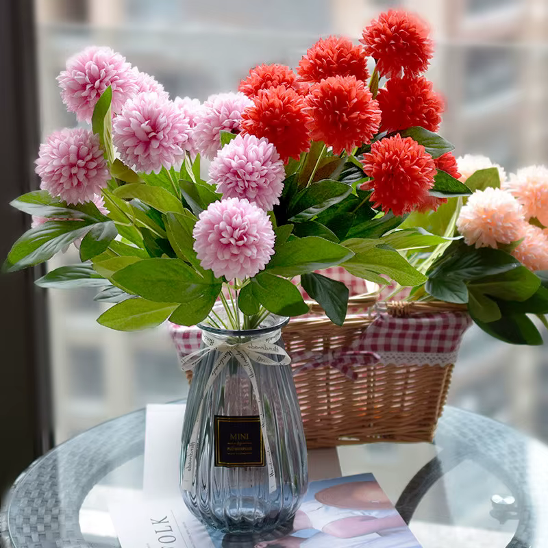 Pissenlit Artificiel Pommeau Fleurs Branches Vertes Décor À La Maison Table Vase un Bouquet de 10 Faux Arrangement