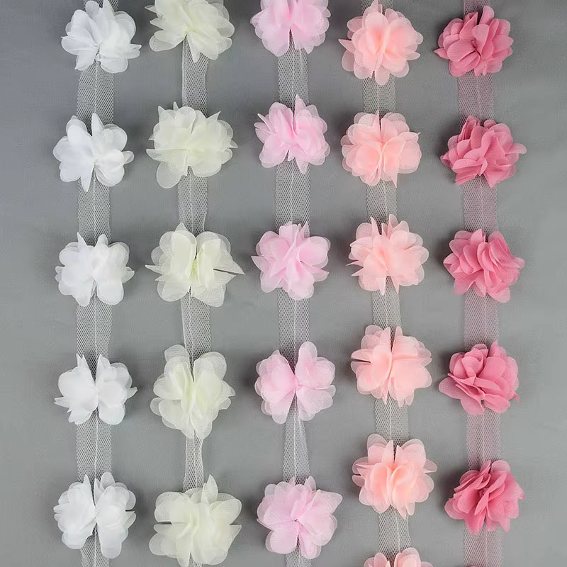 Fleurs en mousseline de soie 3D