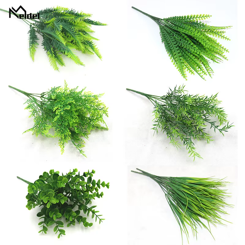 Meldel plantes artificielles en plastique 7 fourchettes imitation