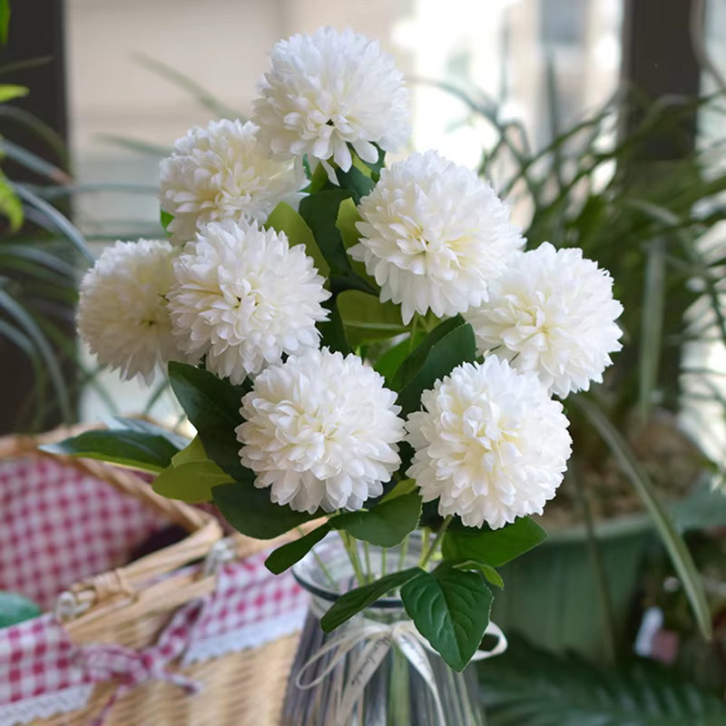 Pissenlit Artificiel Pommeau Fleurs Branches Vertes Décor À La Maison Table Vase un Bouquet de 10 Faux Arrangement