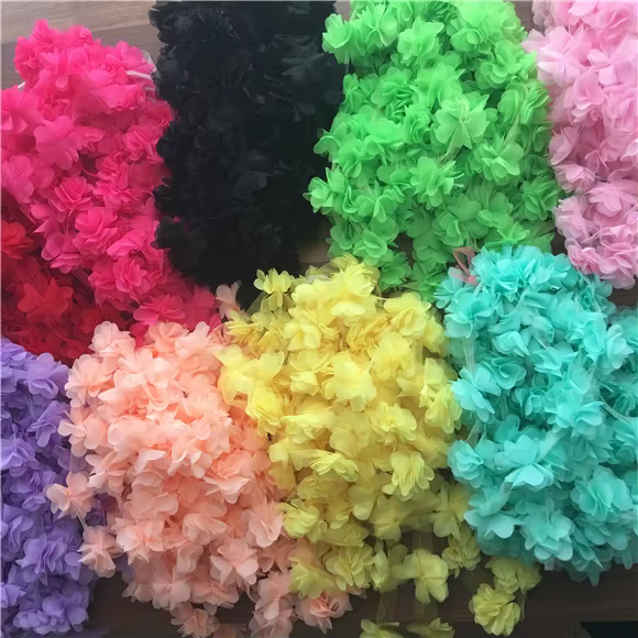 24 pièces de fleurs (2 yards) en dentelle de mousseline 3D