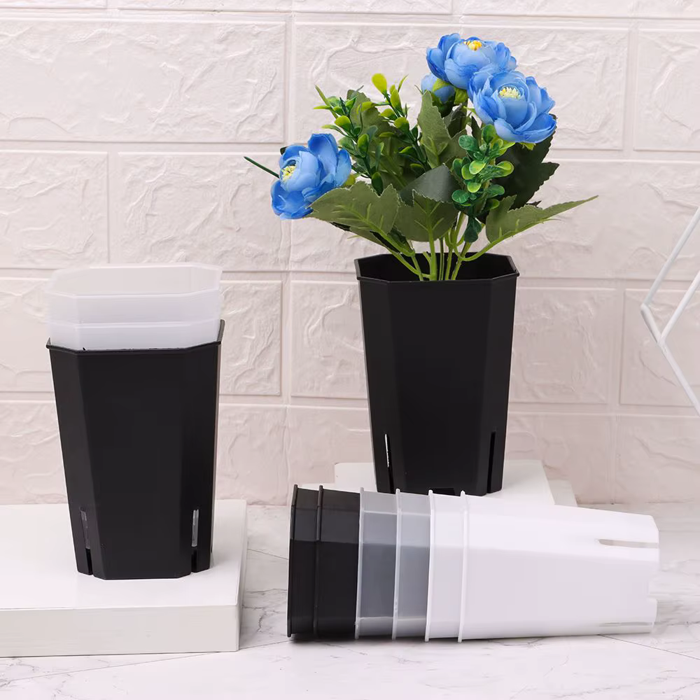 Pots de fleurs en plastique octogonaux