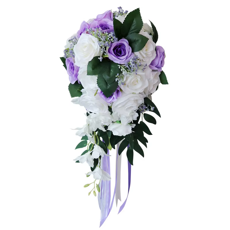 Fleur artificielle de bouquet de roses de goutte d'eau de mariée de cascade exquise