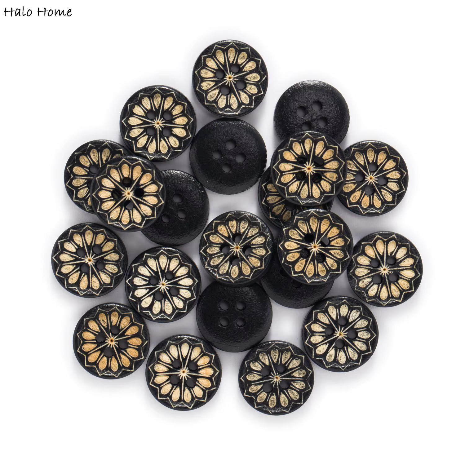Boutons ronds en bois imprimés