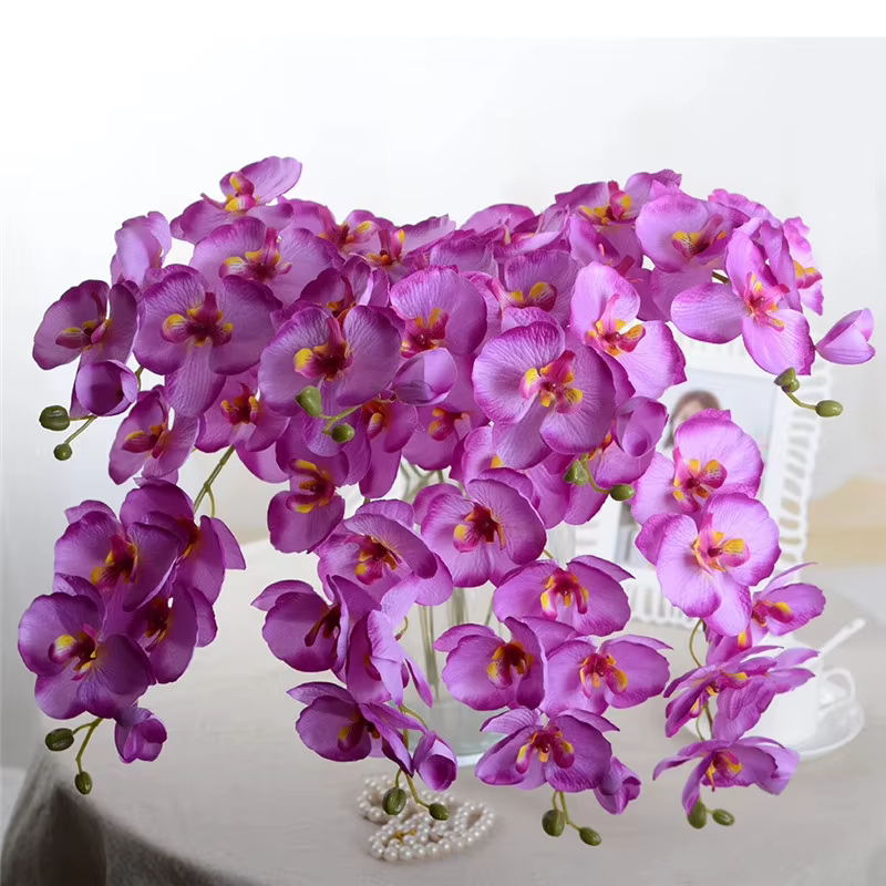 Fleurs artificielles 8 têtes de branches d'orchidées