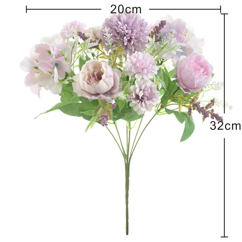 Bouquet de fleurs d'hortensias artificielles en soie