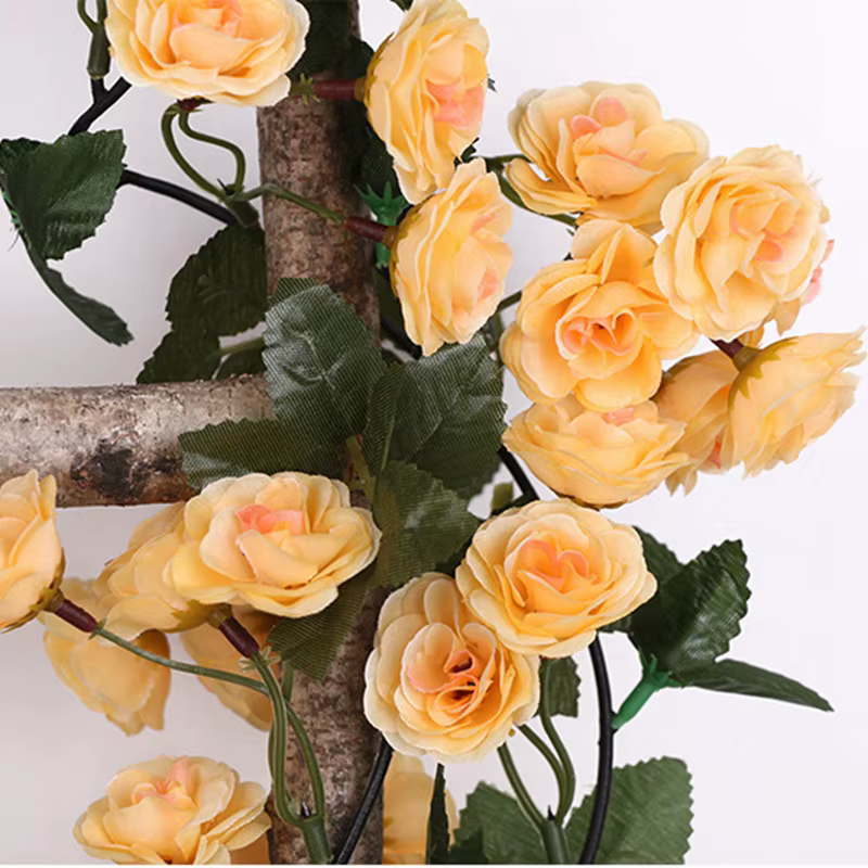 Zerolife guirlande de roses artificielles 1.8M 69 têtes fausses fleurs décor maison jardin mer jaune Parti décorations