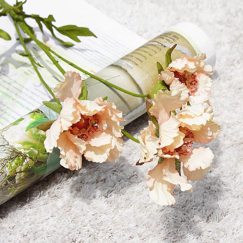 Fleurs artificielles 3 têtes pinacle pour décoration de jardin maison