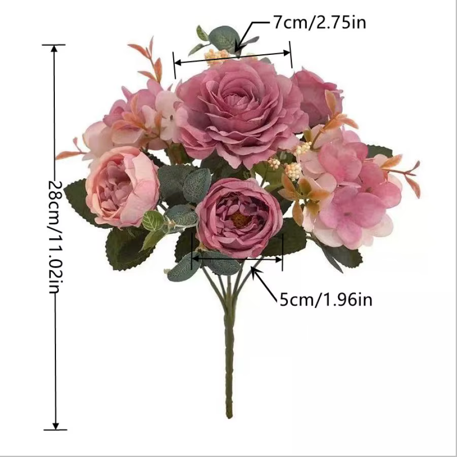 Bouquet de roses artificielles rétro en soie