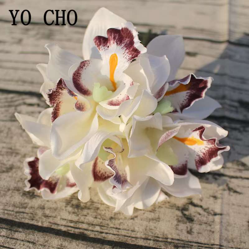 Bouquet d'orchidées artificielles en soie Vintage