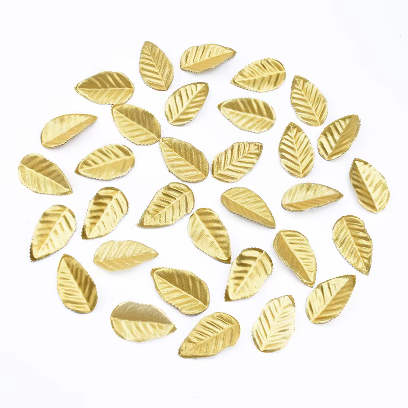 100 pièces feuilles dorées artisanat de noël décoration feuille de soie maison mariage fleurs décoratives couronnes plantes artificielles en gros