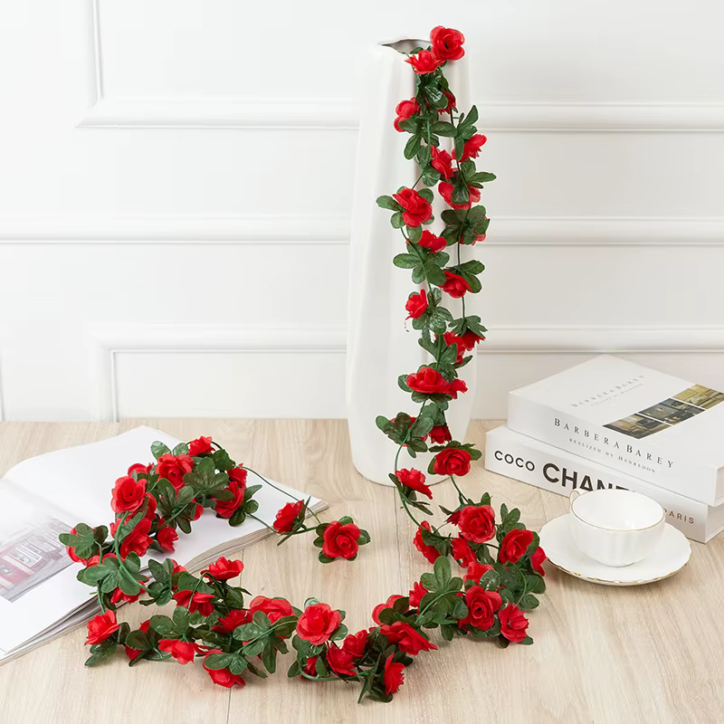 250CM Rose Fleurs Artificielles Guirlande pour Saison De Mariage Maison Chambre Décoration Printemps Automne Jardin Arche BRICOLAGE cadeau Faux Plante Vigne