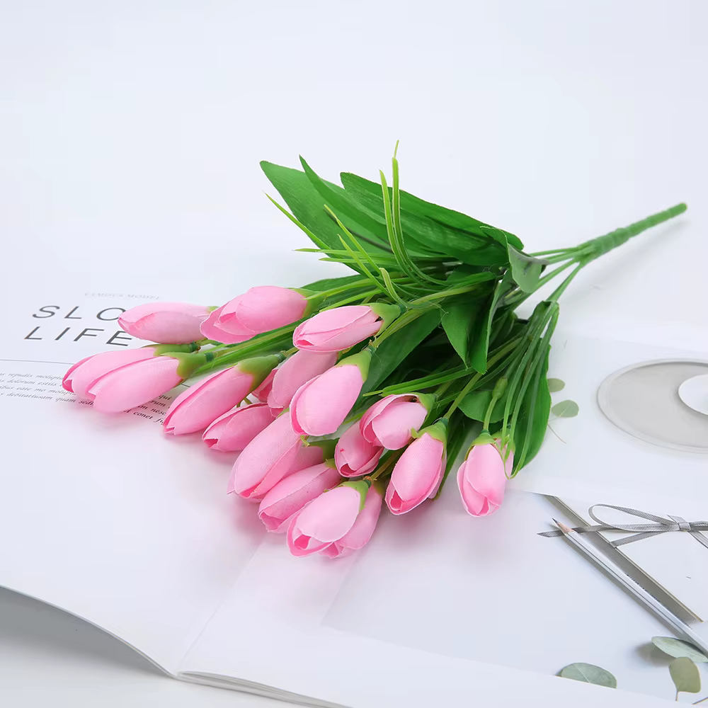 21 têtes tulipe fleur artificielle soie lavande tulipes Bouquet fausse