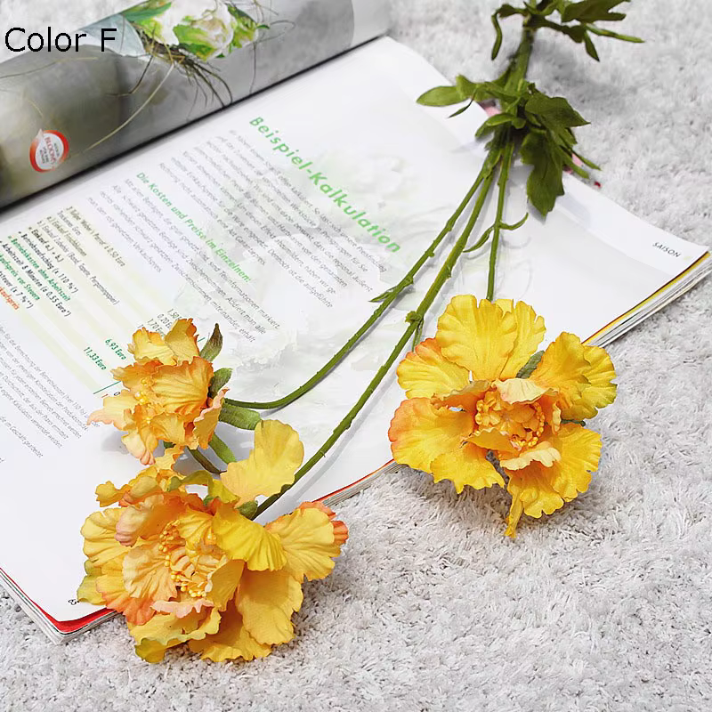 Fleurs artificielles 3 têtes pinacle pour décoration de jardin maison