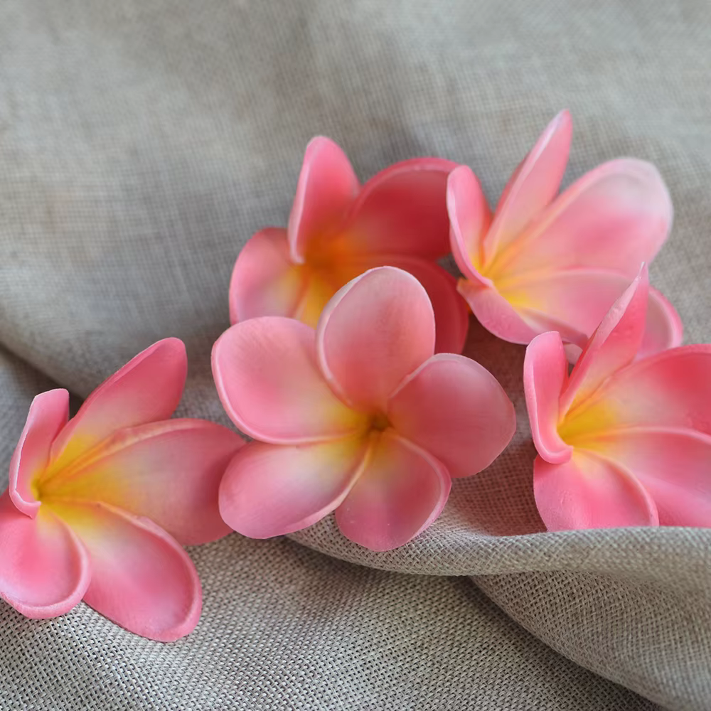 10 pièces fleurs hawaïennes faux Plumeria mousse Frangipani têtes